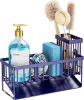 Navy Blue Sink Caddy Organzier with High Brush Holder, Sponge Holder for Sink, 304 Rustproof Stainless, Kitchen Countertop Soap Dispenser Organizer