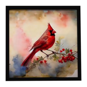 Cardinal Framed Metal Print Bathroom, Kitchen, Office, Home Decor Wall Art Ready to Hang, Square, 8X8