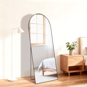 56"x15" Full Length Mirror, Floor Standing Mirror with Shatterproof Back, High-Definition Full Body Mirror, Gold/Black, Arch/Rectangle
