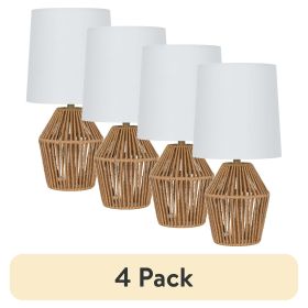 (4 pack) 12.75" Rope Mini Lamp, Brown, 5.75 x 6.5 x 6.5" Lamp Shade