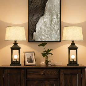 20.5in Black Farmhouse Bedside Table Lamp for Living Room, 3-Way Dimmable Touch Control Modern Nightstand Lamp with 2 Light for Bedroom, Home