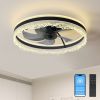 20" Smart Silent Ceiling Fan with Light – Crystal Flush Mount LED Fan Lamp with Hidden Blades and Natural Airflow System, Designed for Bedroom