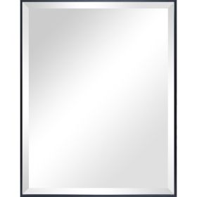 Beveled Modern Rectangular Wall Mirror, 23x29, Black