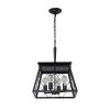 (Same as W1340111203/L1009) 16" Black Industrial 4-Light Pendant Chandelier, Modern Metal Cage Design, Adjustable Hanging Light for Dining Room