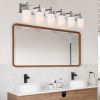 6-Light Bathroom Light Fixtures, Vanity Lights for Mirror with Milky White Glass Shade