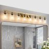 51" Golden 8-Light Vanity Light with Clear Glass Shades, Modern Iron Metal Bathroom Wall Fixture for Mirror