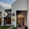 1-Pack 22.0" Outdoor Wall Lantern with Dusk to Dawn Sensor, Matte Black Finish, Clear Glass Panels, Weatherproof Exterior Light for Porch, Patio