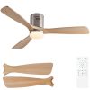 52 in. Indoor Brushed Nickel Low Profile Standard Ceiling Fan with Bright White Integrated LED Light,3 Solid Wood Blades