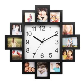 12-Picture Collage Wall Clock Home Decor