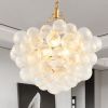 20-Inch Gold Pendant Light Chandelier with Threaded Clear Glass Globe Shade – Adjustable Height, Ideal for Living Room, Dining Room
