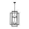 18" Modern 8-Light Black Geometric Pendant Chandelier, Industrial Metal Frame, Adjustable Hanging Light for Living Room, Dining Room