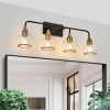 31" Modern 4-Light Vanity Wall Sconce - Black and Gold Bathroom Light Fixture with Clear Glass Shades, Industrial Wall Mounted Lamp for Mirror, Vanity