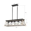 32" Oak Industrial 5-Light Pendant Chandelier, Modern Metal Cage Design, Adjustable Hanging Light for Dining Room, Kitchen, Living Room (No Bulbs)