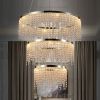 24-inch Crystal Chandelier LED Ceiling Lamp, Adjustable Color Temperature 3000K/4000K/6000K, Height Adjustable, Luxury Round Chandelier