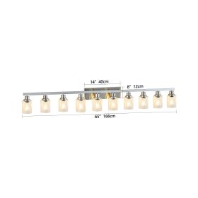 10 Light Bathroom Light Fixtures, Bathroom Vanity Light with Clear Glass, Brushed Nickel Bathroom Lighting Fixtures over Mirror