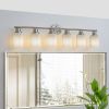 39" Modern 6-Light Vanity Wall Sconce, Brushed Nickel Finish with Frosted Glass Shades for Bathroom or Hallway Lighting (No Bulbs)