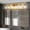37" Golden 6-Light Vanity Light with Clear Glass Shades, Modern Iron Metal Bathroom Wall Fixture for Mirror