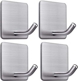 Heavy Duty Adhesive Towel Hooks Stick on Towel Hanger Wall Holder Waterproof Stainless Steel Sticky Hooks for Hanging Bathroom Kitchen Home-4 Pac