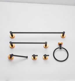 Bathroom Hardware Set, Thicken Space Aluminum 6 PCS Towel bar Set- Black Gold 24 Inches Wall Mounted