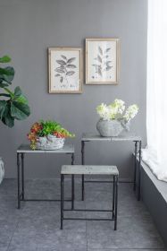 Set of 3 The Gilbert Nesting Tables Metal Plant Stand, L:24x14x26" M:21.5x11.5x23" S:19x9x20"
