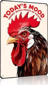 Chicken Gifts Vintage Chicken Today's Mood Tin Sign for Chicken Coop Farm Kitchen Garden Yard Decor