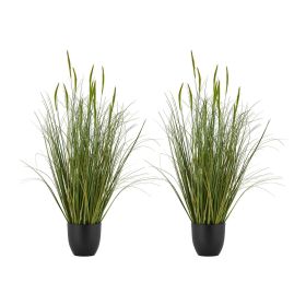 VEVOR Artificial Grass Plant, 2 Pack 35 inch Cattail Grass in Pot