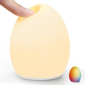 Baby Night Light, Silicone Egg Light for Kids, Portable Touch Night Lamp with 11 Colors Changing, Nursery Night Light for Breastfeeding, BPA Free