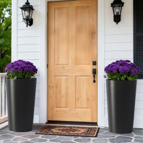 2 Pack Tall 21.7 in Planters for Outdoor Plants Modern Tall Square Planter Box Indoor Outdoor Porch Patio Flower Pot Modern Big Tapered Matte Tre