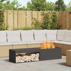 Fire Pit Black 62.99 x 17.72 x 13.78 in Steel