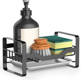 Sink Caddy Sponge Holder,Sponge Holder for Kitchen Sink,Kitchen Sink Organizer for Soap Brush Dispenser