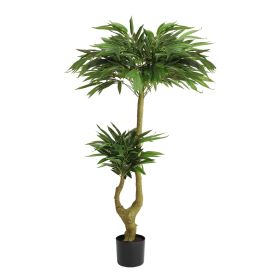 5FT Artificial Willow Tree Tall Fake Potted Plant Faux Green Silk Tree with Black Plastic Pot for Indoor Home Office Living Room Bedroom Decoration