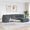 Modular Sofa Dark Gray Velvet (100% Polyester), Foam, Metal, Wood