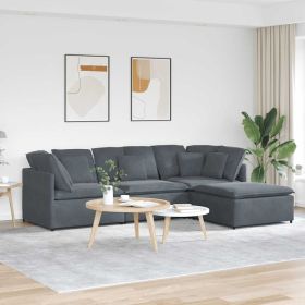 Modular Sofa Dark Gray Velvet (100% Polyester), Foam, Metal, Wood