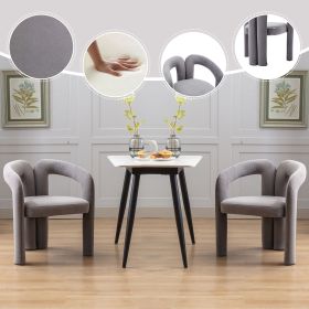 Contemporary Designed Velvet Fabric Upholstered Accent/Dining Chair /Barrel Side Chairs Kitchen Armchair for Living Room set of 2 (Gray Velvet)
