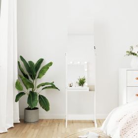 Mirror Jewelry Cabinet White Engineered wood, glass, fabric