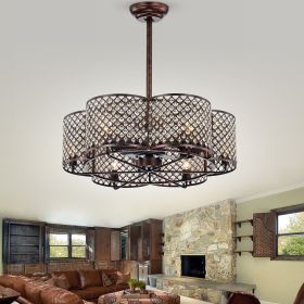 Linza 30-Inch Rustic Bronze & Crystal Fandelier Flower Lighted Ceiling Fan (Incl Remote Control)