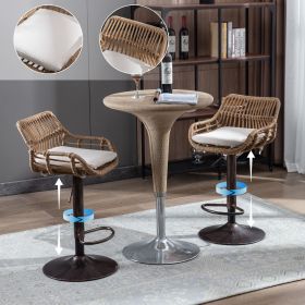 Modern Swivel Bar Stools Set of 2 Adjustable Counter Height Chairs with Footrest for Kitchen, Dining Room (Beige)