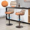 Modern Swivel Bar Stools Set of 2 Adjustable Counter Height Chairs with Footrest for Kitchen, Dining Room (Orange)