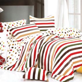 Blancho Bedding - [Rainbow Dots & Stripe] Luxury 7PC Bed In A Bag Combo 300GSM (King Size)