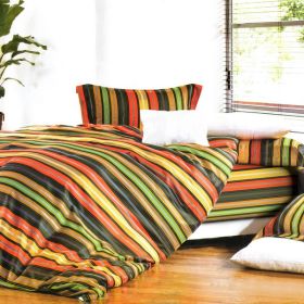 Blancho Bedding - [Colorful Stripe] Luxury 7PC Bed In A Bag Combo 300GSM (King Size)