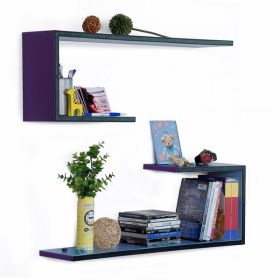 Trista - [Night Sky] Crutch-Shaped Leather Wall Shelf / Bookshelf / Floating Shelf (Set of 2)