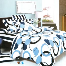 Blancho Bedding - [Artistic Blue] Luxury 10PC MEGA Bed In A Bag Combo 300GSM (Full Size)