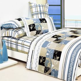 Blancho Bedding - [Floral Totem] 100% Cotton 7PC Bed In A Bag (Queen Size)