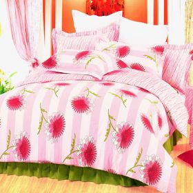 Blancho Bedding - [Pink Chrysanthemum] 100% Cotton 7PC Bed In A Bag (King Size)