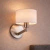 Nebula Brushed Nickel Base Wall Lamp with Rotary Switch White Fabric Shade