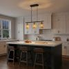 Elysian Three Lights Island With Natural Rattan Shade Farmhouse Chain Ceiling Lamp