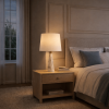 Enclave Hydro White Table Lamp with On/Off Switch Faux Marble Base Fabric Shade