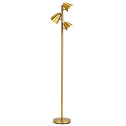 64" Antique Brass 3 Light LED Reading and Floor Lamp