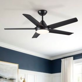 48" Ceiling Fan with Lights and Remote Control, Matte Black Modern Ceiling Fan, Reversible DC Motor, 6 Speeds, 3 CCT Dimmable LED