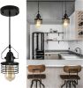 Industrial Black Pendant Light Metal Cage Pendant Lights Dining Room Hanging Lighting Spring Shade,E26 Bulb(1 Light) [No Bulb][Unable ship on weekends
